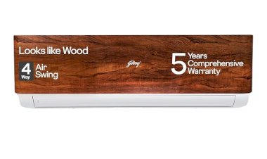 Godrej 1.5 Ton 3 Star, 5 Years Comprehensive Warranty, 5-In-1 Convertible Cooling, Wood Finish, Inverter Split AC (Copper, 4 Way Air Swing, AC 1.5T SIC 18VTC3 WYB TK, Teak Wood)