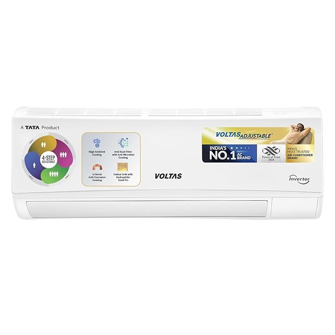 Voltas 1.5 ton 3 Star, Inverter Split AC (Copper, 4-in-1 Adjustable Mode, Anti-dust Filter, 183V Vectra CAW, White