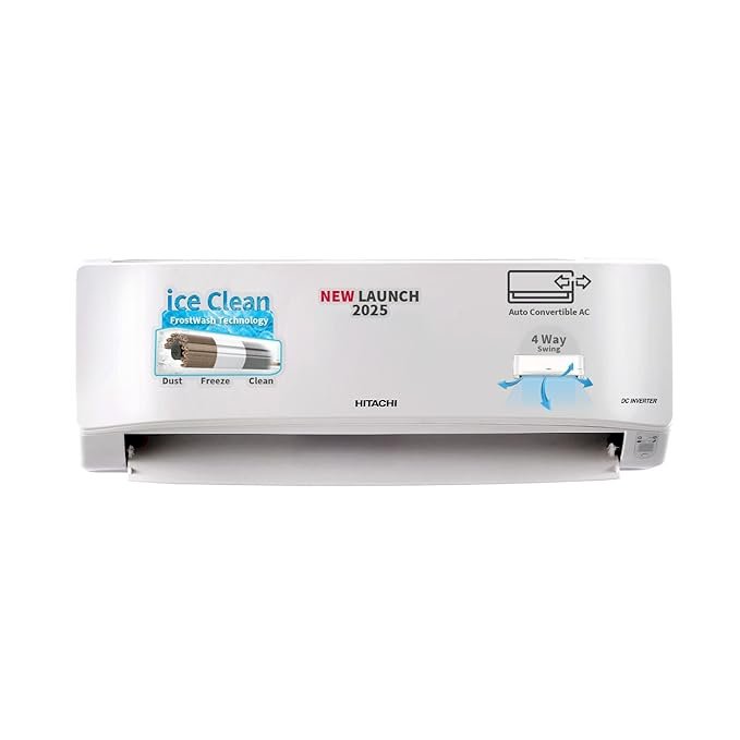 Hitachi 1 Ton Class 3 Star, 4-Way Swing, ice Clean, Xpandable+, Inverter Split AC (100% Copper, Dust Filter, 3400SXL RAS.D312PCBIBS, Whit