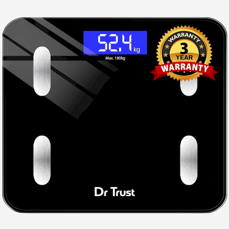 Dr Trust USA 509 Digital BMI Weight Scale with Body Fat Analyzer and Fitness Body Composition Monitor Rechargeable Electronic Weight Machine & Weighing Scale with Mobile App, Bluetooth (Black)